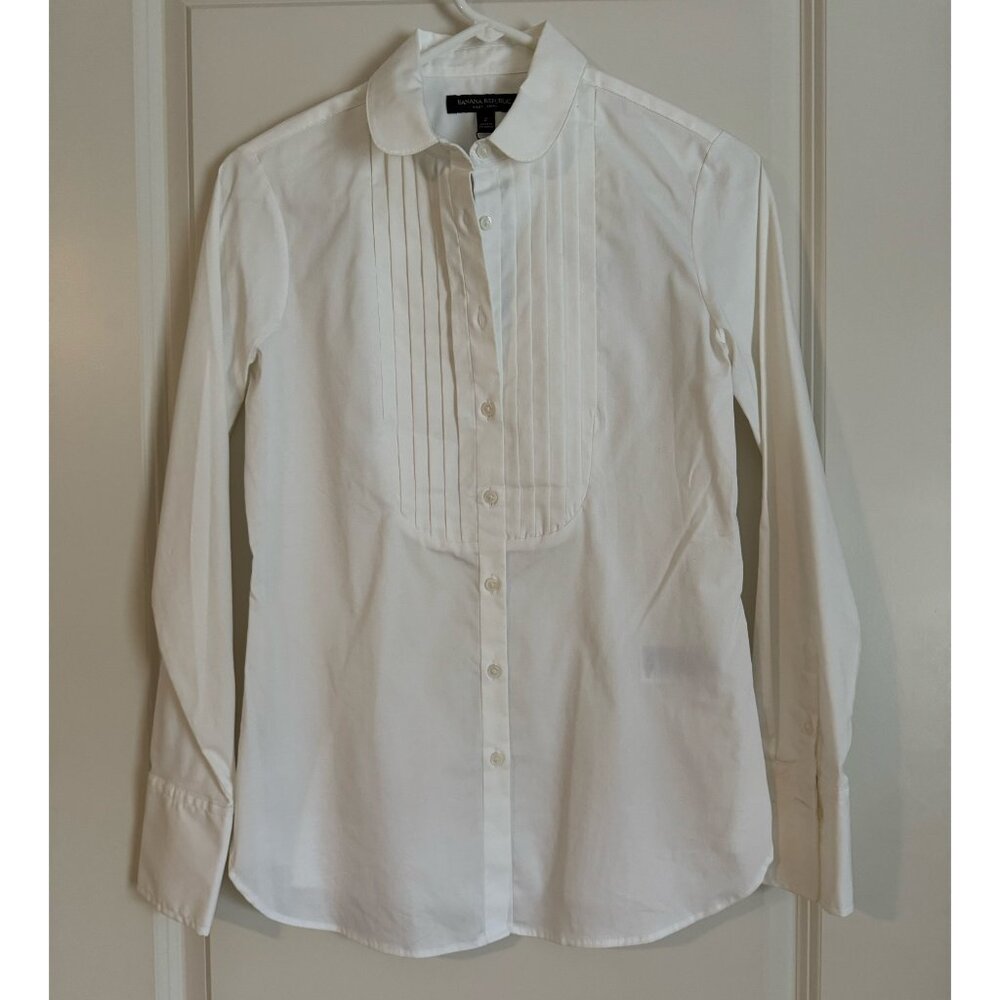 Banana Republic White Button-Down Riley Shirt, Size 2, NWT